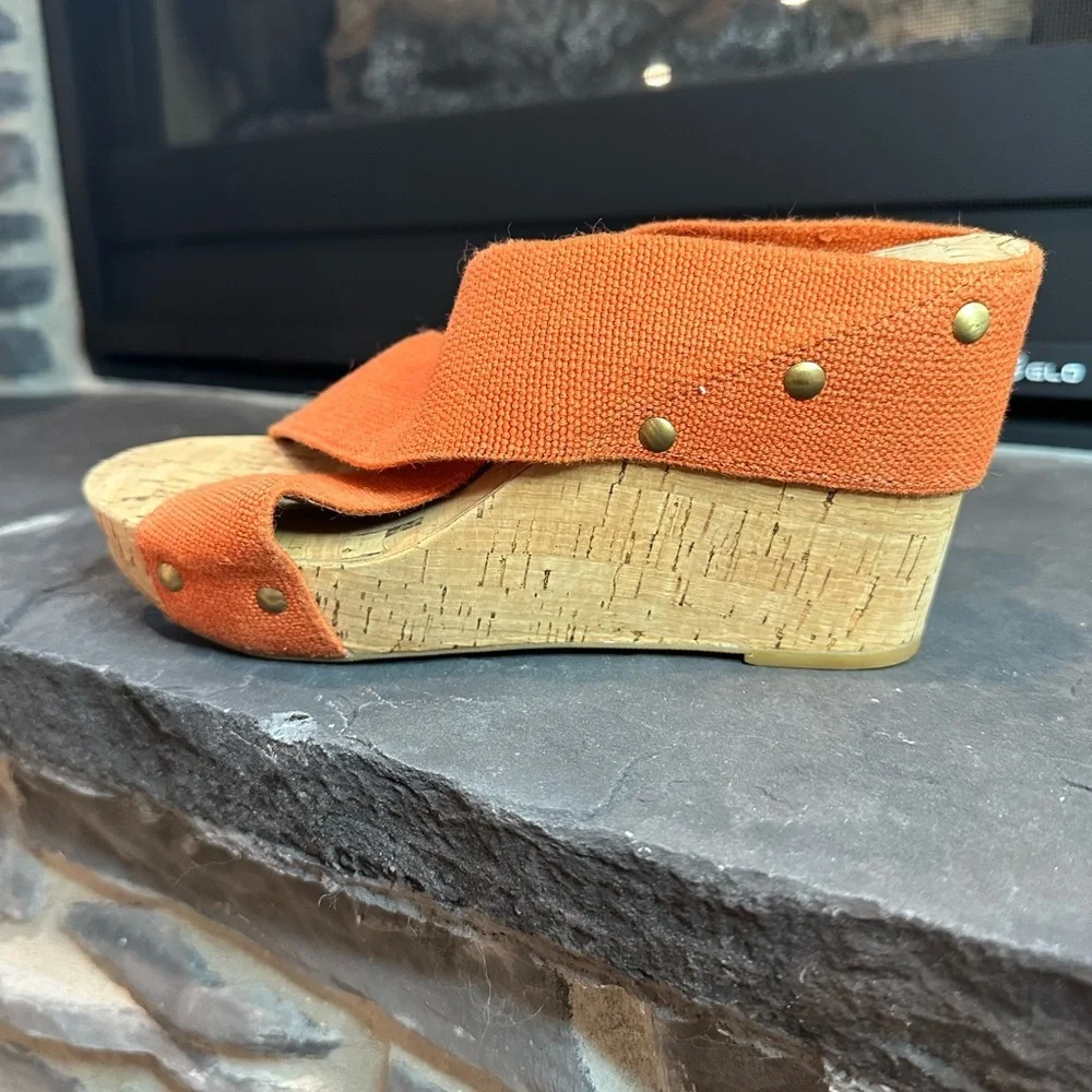 Lucky Brand Orange Wedge Sandals
